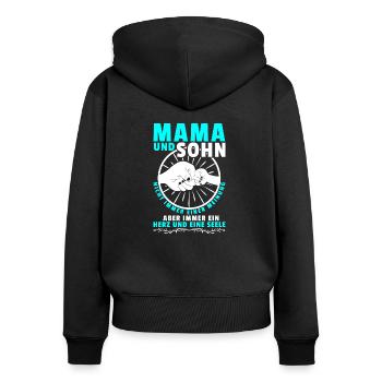 Mama und Sohn Shirt Geschenk Partnerlook - Frauen Premium Bio Zip Hoodie - Schwarz - Hinten - Julia (174cm)