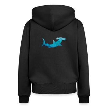 Shark gift hammerhead fish sea son zoo contour - Women's Premium Organic Zip Hoodie - black - Back - Julia (174cm)