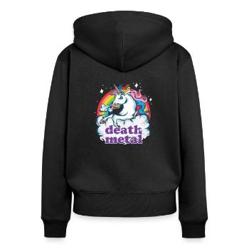 Cadeau de licorne de métal de la mort Licorne de musique lourde - Sweat à capuche zippé Premium bio Femme - noir - Dos - Julia (174cm)