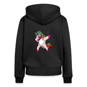 Einhorn Dab Dabbing Geschenk - Frauen Premium Bio Zip Hoodie - Schwarz - Hinten - Julia (174cm)