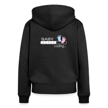 Bébé chargement maman enceinte maman cadeau maman - Sweat à capuche zippé Premium bio Femme - noir - Dos - Julia (174cm)