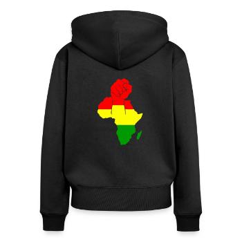 reggae - Frauen Premium Bio Zip Hoodie - Schwarz - Hinten - Julia (174cm)