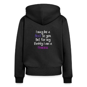Brat Princess Ageplay DDLG Little Submissive devot - Frauen Premium Bio Zip Hoodie - Schwarz - Hinten - Julia (174cm)
