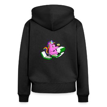 Einhorn Donut süß-Pummeliges Einhorn Geschenk - Frauen Premium Bio Zip Hoodie - Schwarz - Hinten - Julia (174cm)