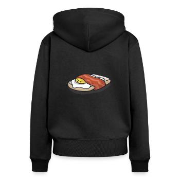 Petit déjeuner au bacon - Sweat à capuche zippé Premium bio Femme - noir - Dos - Julia (174cm)