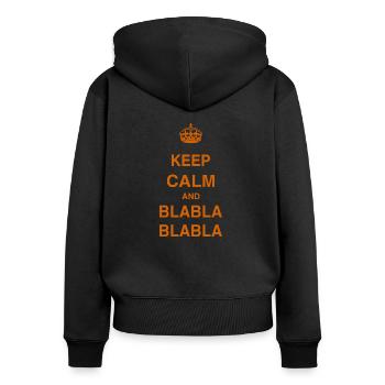 Keep Calm - Frauen Premium Bio Zip Hoodie - Schwarz - Hinten - Julia (174cm)