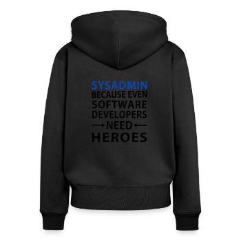 Sysadmin - Administrateur système - Sweat à capuche zippé Premium bio Femme - noir - Dos - Julia (174cm)
