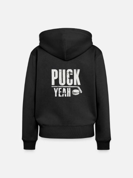 PUCK - Frauen Premium Bio Zip Hoodie - Schwarz