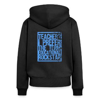 Lehrer - Frauen Premium Bio Zip Hoodie - Schwarz - Hinten - Julia (174cm)