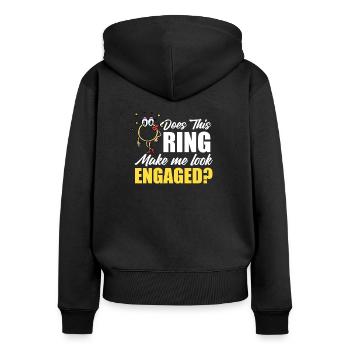 Ring Verlobungsring Verlobung Hochzeit Braut - Frauen Premium Bio Zip Hoodie - Schwarz - Hinten - Julia (174cm)