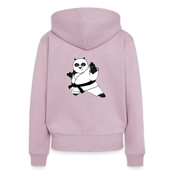 Panda Karaté Judo Combats Sport Cadeau - Sweat à capuche zippé Premium bio Femme - rose poudré - Dos - Julia (174cm)