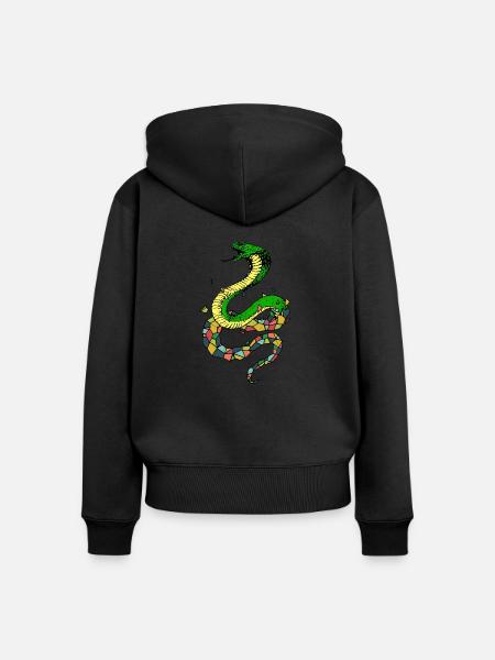 Kobra Designs by AR - Frauen Premium Bio Zip Hoodie - Schwarz