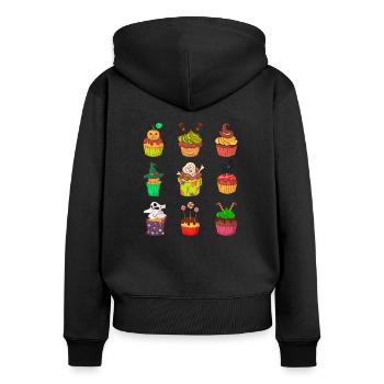 Halloween cupcake muffin cake baking sweets - Women's Premium Organic Zip Hoodie - black - Back - Julia (174cm)