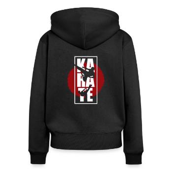 karaté - Sweat à capuche zippé Premium bio Femme - noir - Dos - Julia (174cm)