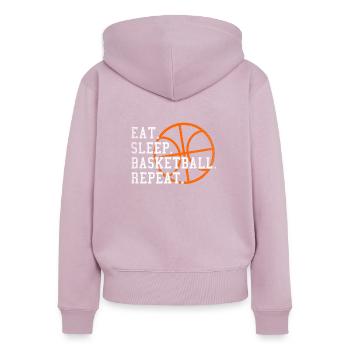 Eat Sleep Basketball Repeat Geschenk Sport Baller - Frauen Premium Bio Zip Hoodie - Altrosa - Hinten - Julia (174cm)