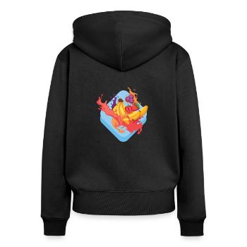 fruits - Sweat à capuche zippé Premium bio Femme - noir - Dos - Julia (174cm)