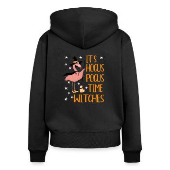 It's Hocus Pocus Time Witches Funny Flamingo - Frauen Premium Bio Zip Hoodie - Schwarz - Hinten - Julia (174cm)