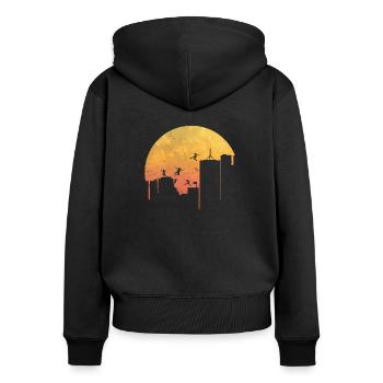 Parkour tendance sport cadeau coucher de soleil - Sweat à capuche zippé Premium bio Femme - noir - Dos - Julia (174cm)