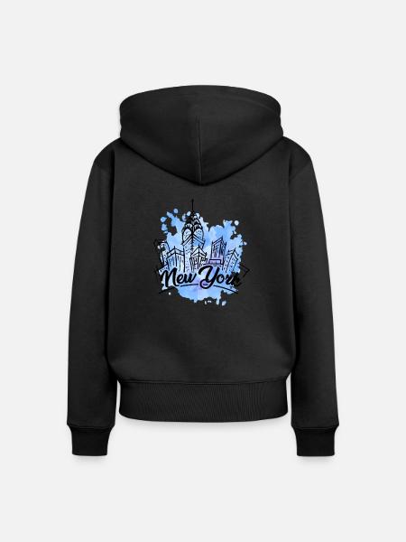 New York - Frauen Premium Bio Zip Hoodie - Schwarz