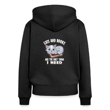Katzen - Frauen Premium Bio Zip Hoodie - Schwarz - Hinten - Julia (174cm)