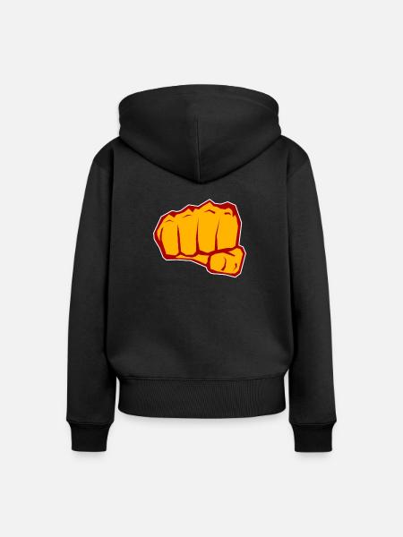 Faust V2 rot gelb - Frauen Premium Bio Zip Hoodie - Schwarz