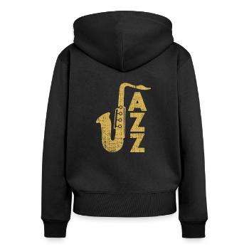 Jazz Saxophone Gift Musician Christmas - Women's Premium Organic Zip Hoodie - black - Back - Julia (174cm)