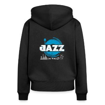 Jazz Schallplattenspieler Geschenk Weihnachten - Frauen Premium Bio Zip Hoodie - Schwarz - Hinten - Julia (174cm)