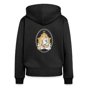BUDDHA GIFT SPIRITUALITY MEDITATION YOGA - Women's Premium Organic Zip Hoodie - black - Back - Julia (174cm)