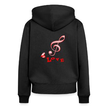 Moderner Notenschlüssel Violinschlüssel - Frauen Premium Bio Zip Hoodie - Schwarz - Hinten - Julia (174cm)