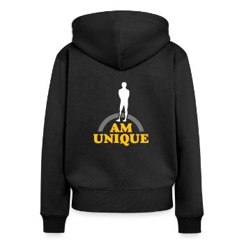 Prothese Behinderung Arm verloren - Frauen Premium Bio Zip Hoodie - Schwarz - Hinten - Julia (174cm)