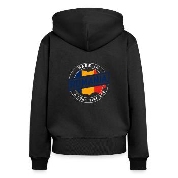 Rumänien - Frauen Premium Bio Zip Hoodie - Schwarz - Hinten - Julia (174cm)