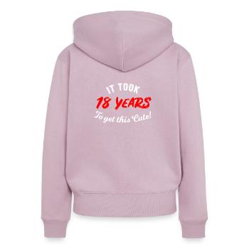 18th birthday - Women's Premium Organic Zip Hoodie - dusky pink - Back - Julia (174cm)