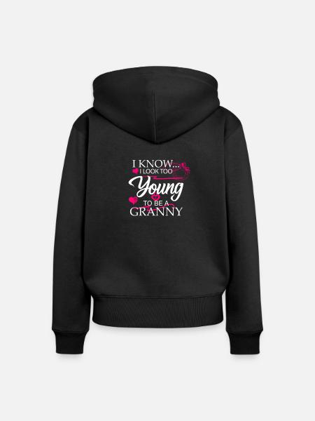 Großmutter jung geblieben Oma - Frauen Premium Bio Zip Hoodie - Schwarz