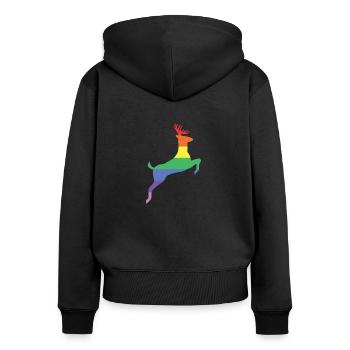 Rainbow Deer Gift Colorful Pride CSD - Women's Premium Organic Zip Hoodie - black - Back - Julia (174cm)