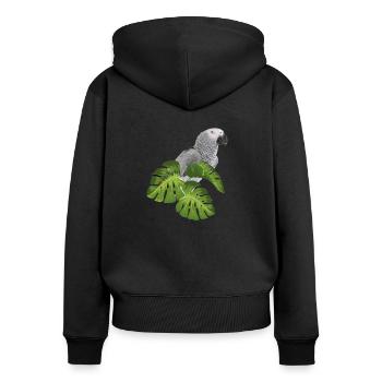 Grey Parrot Parrot - Women's Premium Organic Zip Hoodie - black - Back - Julia (174cm)
