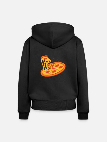 Pizza - Frauen Premium Bio Zip Hoodie - Schwarz
