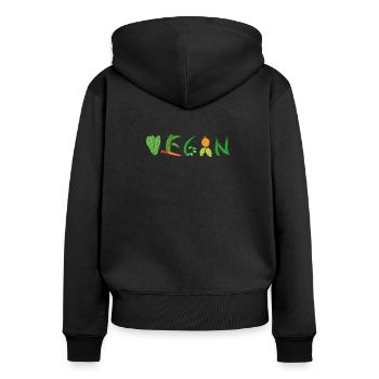 Cadeau végétalien végétal - Sweat à capuche zippé Premium bio Femme - noir - Dos - Julia (174cm)