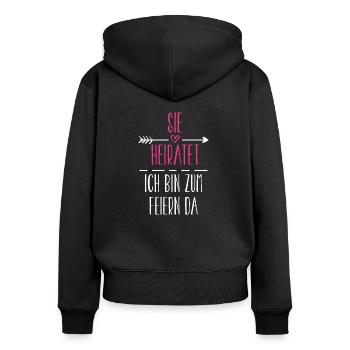 Marier Célébrez la poule - Sweat à capuche zippé Premium bio Femme - noir - Dos - Julia (174cm)