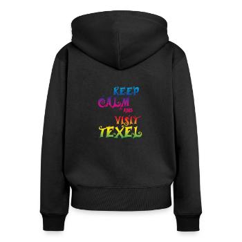 Texel - Frauen Premium Bio Zip Hoodie - Schwarz - Hinten - Julia (174cm)