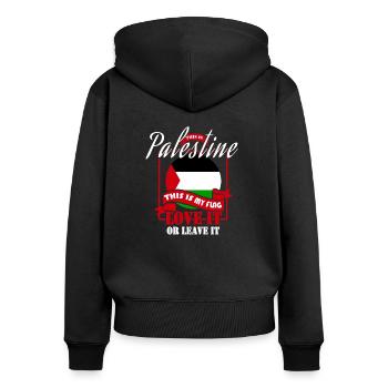 Palästina - Frauen Premium Bio Zip Hoodie - Schwarz - Hinten - Julia (174cm)