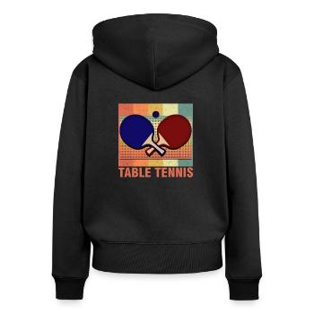 tennis de table - Sweat à capuche zippé Premium bio Femme - noir - Dos - Julia (174cm)