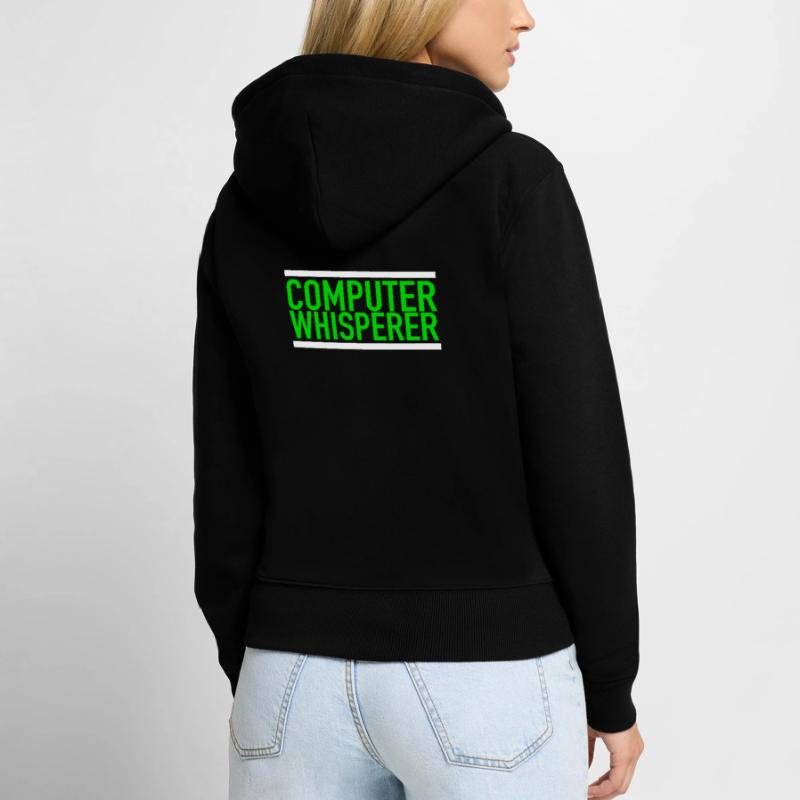 Computer Whisperer Support technique Support informatique IT Nerd Sweat à capuche zippé Premium bio Femme
