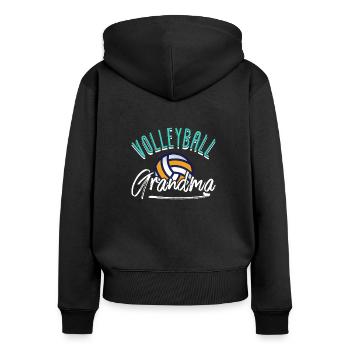 Volleyball Grandma - Frauen Premium Bio Zip Hoodie - Schwarz - Hinten - Julia (174cm)