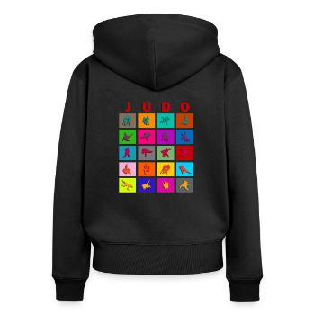 Judo Griffe - Training - Tshirt - Geschenkidee - Frauen Premium Bio Zip Hoodie - Schwarz - Hinten - Julia (174cm)