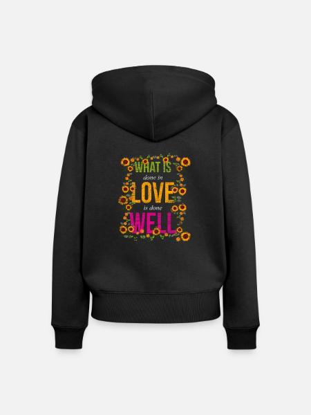Sonnenblume - Frauen Premium Bio Zip Hoodie - Schwarz