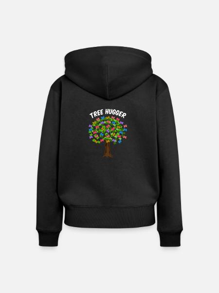 der Hugger - Frauen Premium Bio Zip Hoodie - Schwarz