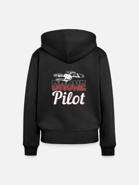 Drone Pilot - Frauen Premium Bio Zip Hoodie - Schwarz