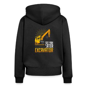 Bagger - Frauen Premium Bio Zip Hoodie - Schwarz - Hinten - Julia (174cm)