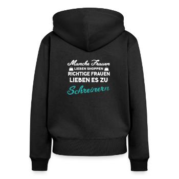 Menuiserie menuiserie - Sweat à capuche zippé Premium bio Femme - noir - Dos - Julia (174cm)