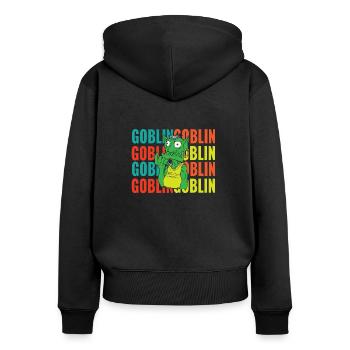 Gobelin rétro - Sweat à capuche zippé Premium bio Femme - noir - Dos - Julia (174cm)